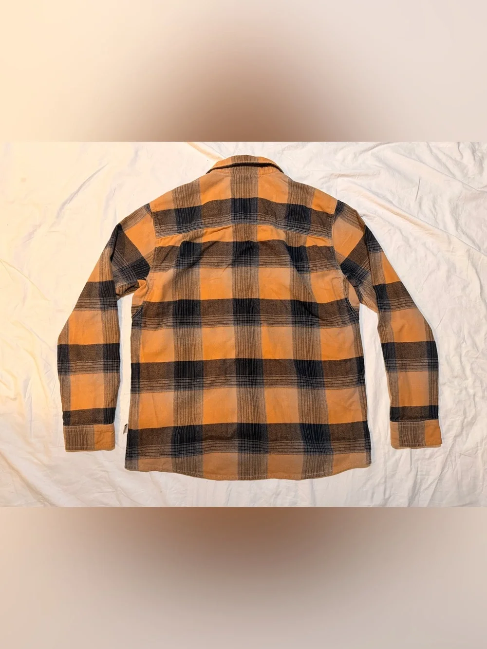 The North Face Orange and Black Plaid Button-Down Shirt Size M